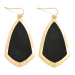 Wholesale vegan Leather Gold Geometric Drop Earring