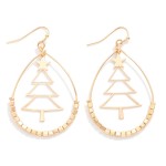 Wholesale beaded Teardrop Earrings Metal Christmas Tree Detail L