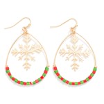 Wholesale beaded Teardrop Earrings Metal Snowflake Detail L