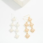 Wholesale linked Metal Pearl Clovers Drop Earrings L