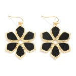 Wholesale vegan Leather Flower Drop Earrings L