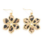 Wholesale vegan Leather Flower Drop Earrings L