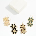 Wholesale vegan Leather Flower Drop Earrings L
