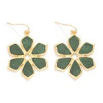 Wholesale vegan Leather Flower Drop Earrings L