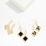 Wholesale linked Diamonds Drop Earrings Vegan Leather Details L