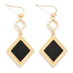 Wholesale linked Diamonds Drop Earrings Vegan Leather Details L