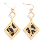 Wholesale linked Diamonds Drop Earrings Vegan Leather Details L