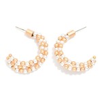 Wholesale layered Metal Beaded Hoop Earrings D
