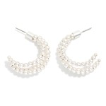 Wholesale layered Metal Beaded Hoop Earrings D