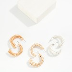 Wholesale layered Metal Beaded Hoop Earrings D