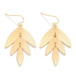 Wholesale linked Textured Metal Leaves Drop Earrings L
