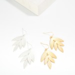 Wholesale linked Textured Metal Leaves Drop Earrings L