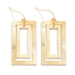 Wholesale nesting Metal Ribbed Rectangle Drop Earrings L