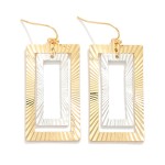 Wholesale nesting Metal Ribbed Rectangle Drop Earrings L