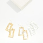 Wholesale nesting Metal Ribbed Rectangle Drop Earrings L
