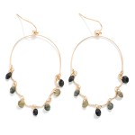 Metal Tone Wire Half Hoop Drop Earring With Linked Rhinestone Dangle Details 

- Approximately 2" L 