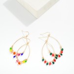 Wholesale metal Wire Half Oval Drop Earring Linked Rhinestone Dangle Details L