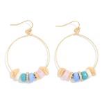 Wholesale beaded Hoop Drop Earrings Metal Tones Rhinestones Disk Beads L
