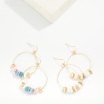 Wholesale beaded Hoop Drop Earrings Metal Tones Rhinestones Disk Beads L