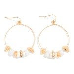 Wholesale beaded Hoop Drop Earrings Metal Tones Rhinestones Disk Beads L