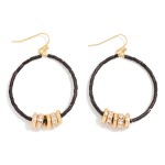Wholesale seed Beaded Hoop Drop Earring Gold Rhinestone Studded Discs L