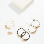 Wholesale seed Beaded Hoop Drop Earring Gold Rhinestone Studded Discs L