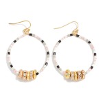 Wholesale seed Beaded Hoop Drop Earring Gold Rhinestone Studded Discs L
