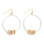 Wholesale seed Beaded Hoop Drop Earring Gold Rhinestone Studded Discs L