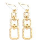 Wholesale linked Metal Ribbed Geometric Drop Earrings L