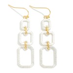 Wholesale linked Metal Ribbed Geometric Drop Earrings L