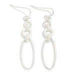 Wholesale chain Linked Metal Geometric Drop Earrings Ribbed Detail L