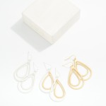Wholesale textured Metal Nesting Teardrop Drop Earrings L