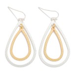 Wholesale textured Metal Nesting Teardrop Drop Earrings L