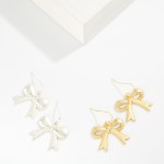 Wholesale metal Bow Drop Earrings Studded Edge Detail L