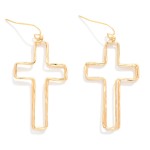 Wholesale layered Hammered Metal Hollow Cross Drop Earrings L