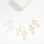 Wholesale layered Hammered Metal Hollow Cross Drop Earrings L