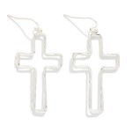 Wholesale layered Hammered Metal Hollow Cross Drop Earrings L