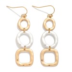 Wholesale linked Hammered Metal Circle Squared Drop Earrings L