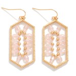 Wholesale metal Hexagonal Drop Earrings Faceted beads Gold Beads symmetrical Pat