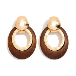 Wholesale oval Wood Hoop Drop Earrings Metal L