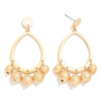 Wholesale metal Teardrop Hoop Earring Textured Metal Ball Bead Dangle Detail L