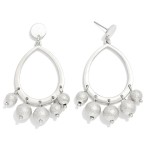 Wholesale metal Teardrop Hoop Earring Textured Metal Ball Bead Dangle Detail L