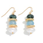 Wholesale stacked Beaded Drop Earrings Gold Rings Pearls L