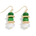 Wholesale stacked Beaded Drop Earrings Gold Rings Pearls L