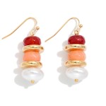 Wholesale stacked Beaded Drop Earrings Gold Rings Pearls L