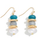 Wholesale stacked Beaded Drop Earrings Gold Rings Pearls L