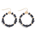 Wholesale metallic Beaded Hoop Drop Earring Metal Bead Stations L