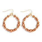 Wholesale metallic Beaded Hoop Drop Earring Metal Bead Stations L