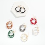 Wholesale metallic Beaded Hoop Drop Earring Metal Bead Stations L