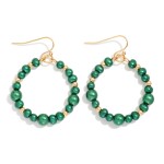 Wholesale metallic Beaded Hoop Drop Earring Metal Bead Stations L